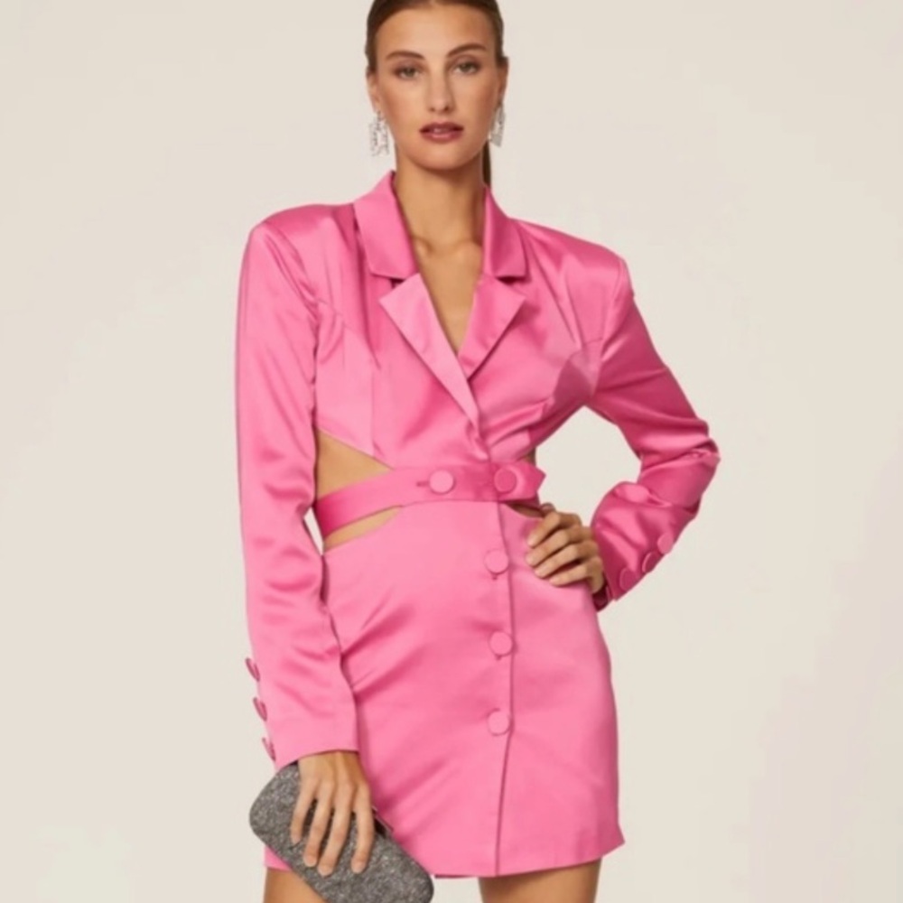 Brand New For Love And Lemons Vibrant Pink Cut-Out Blazer Dress
